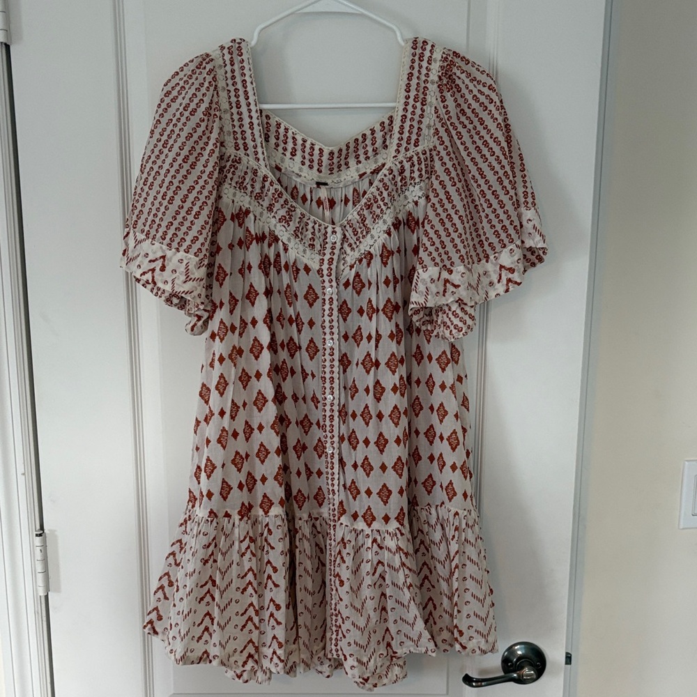 Free People Terracotta and White Boho Dress